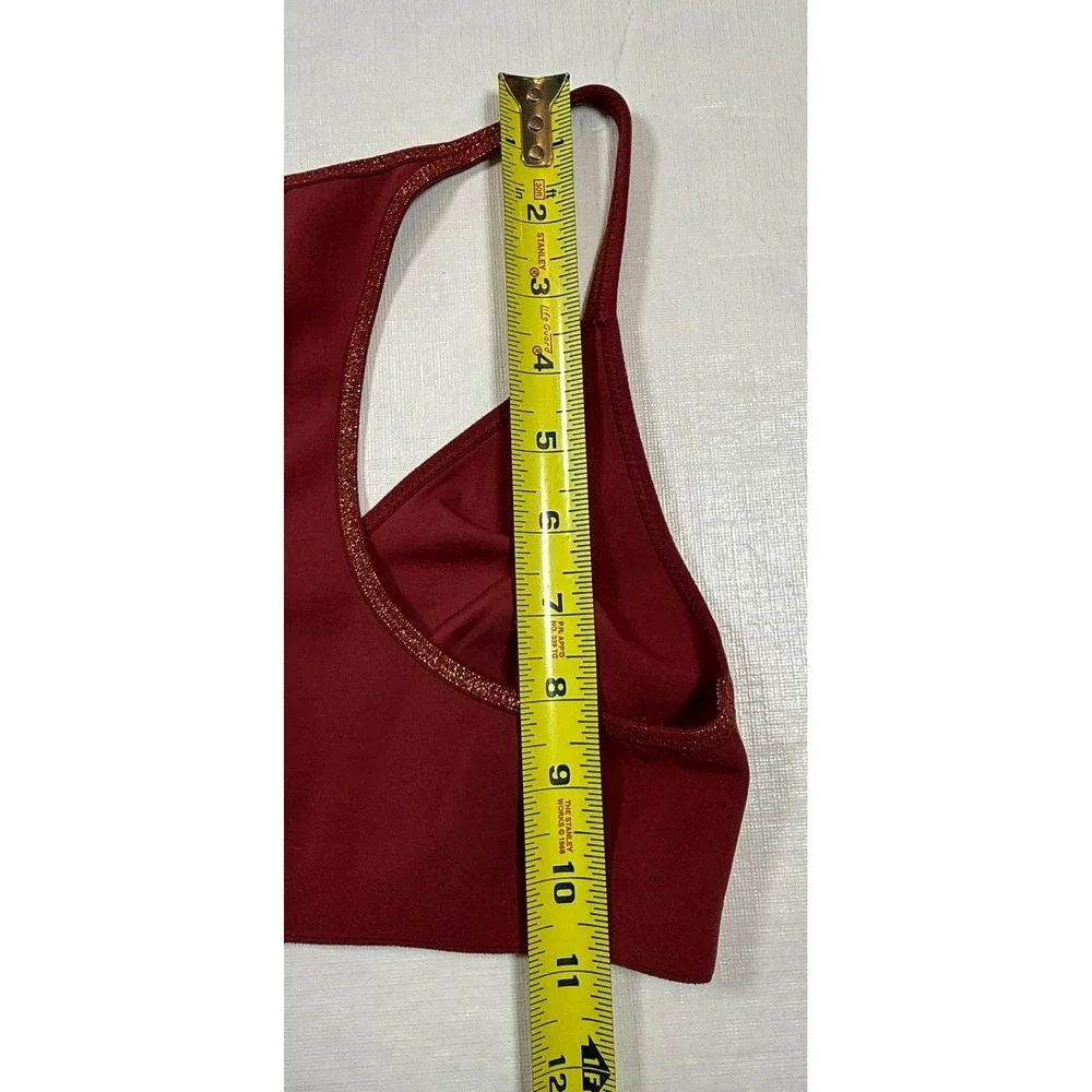 Aerie Real Me Burgundy Racerback Sports Bra Bralette Glitter Trim Small S/P